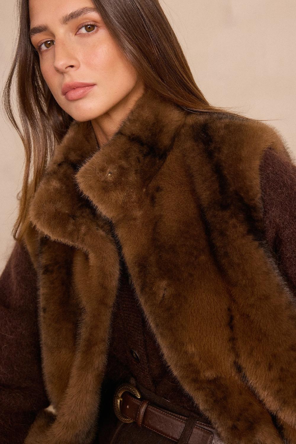 Maison 123 SUZANNE Fluffy Sleeveless Cardigan