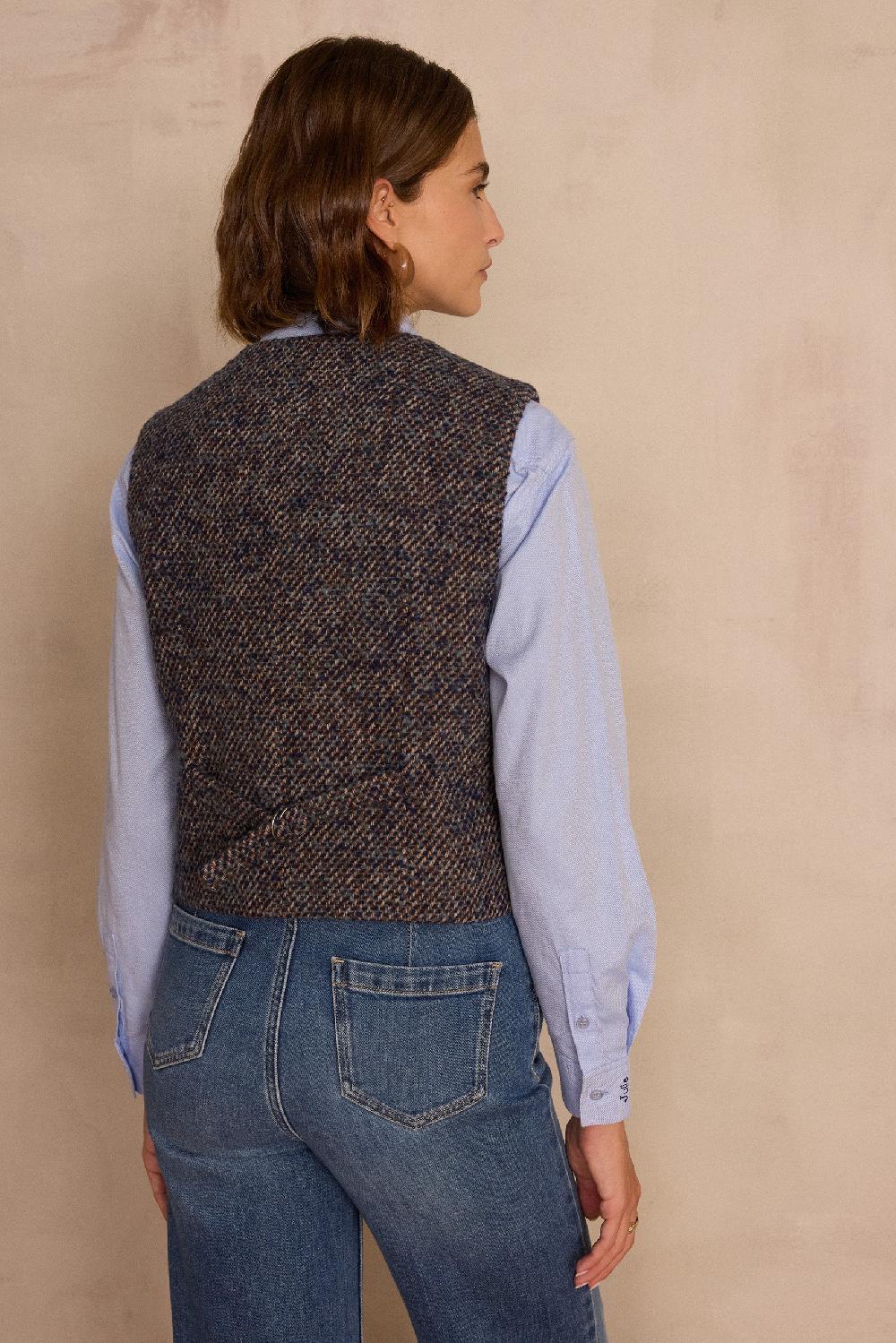 Maison 123 PHARELL Sleeveless Waistcoat In Tweed Wool