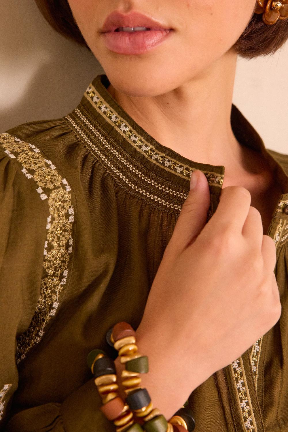 Maison 123 SIXTINE Embroidered Blouse In 100% Cotton