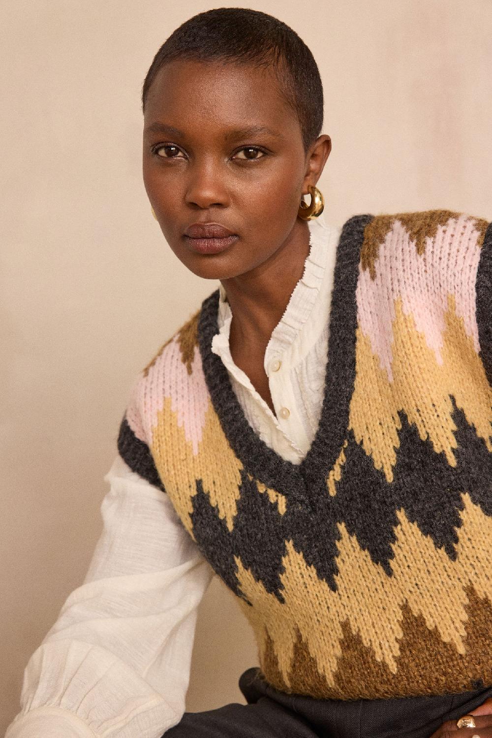 Maison 123 Sleeveless Jumper With Geometric Pattern BLAZE BIS