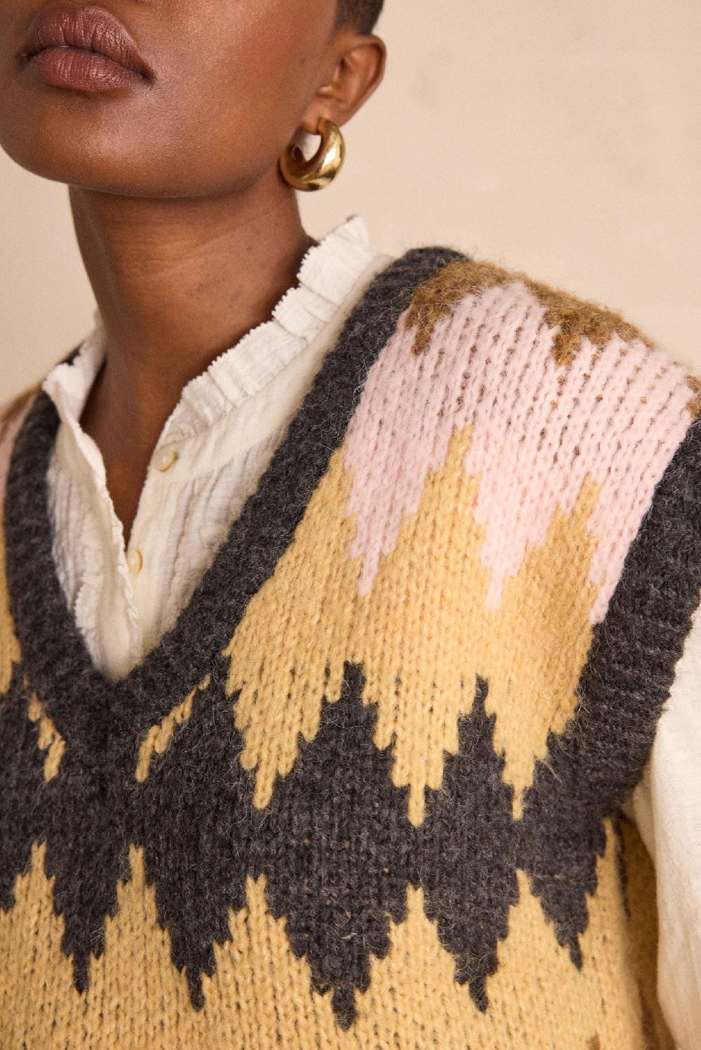 Maison 123 Sleeveless Jumper With Geometric Pattern BLAZE BIS