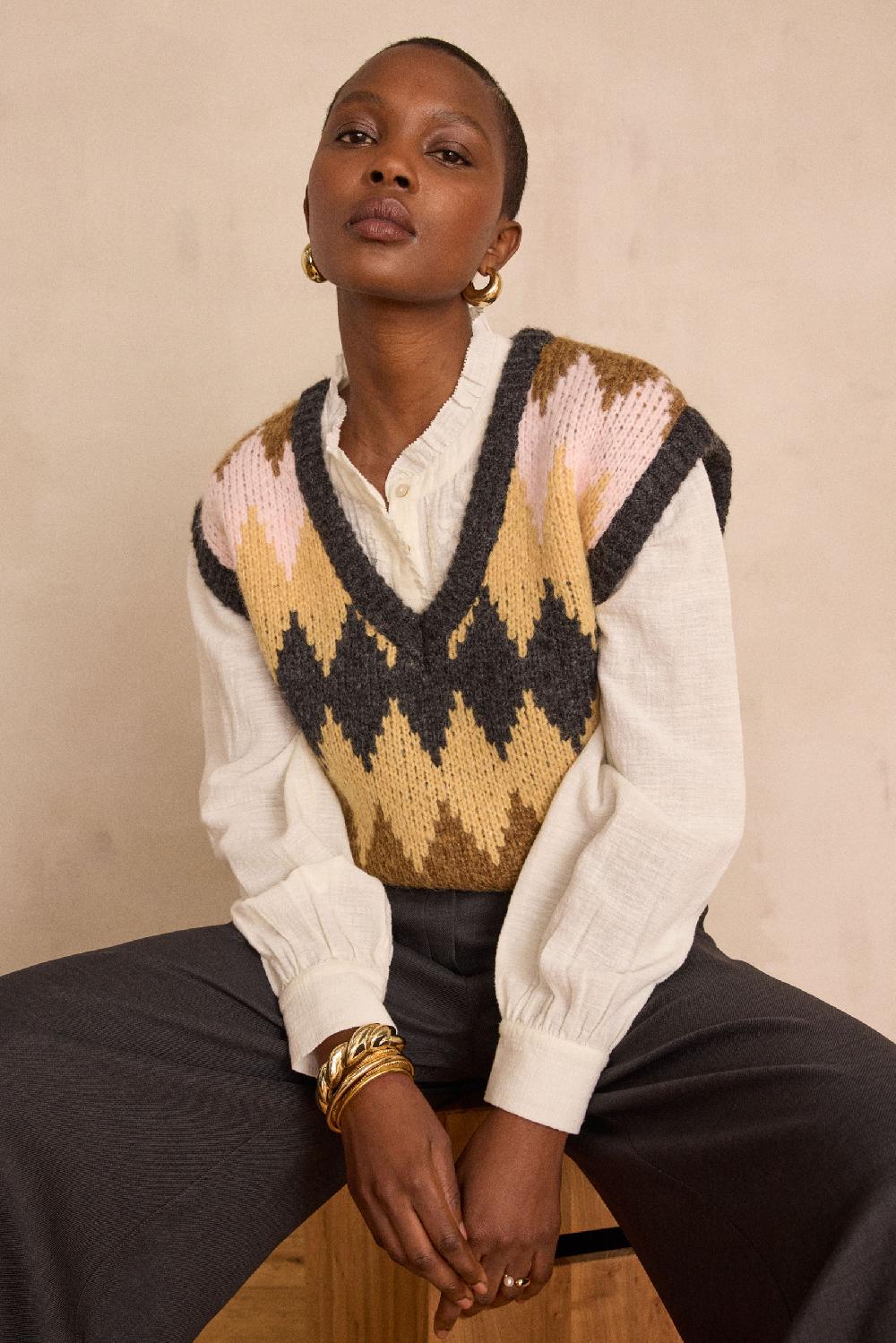 maison 123 Sleeveless jumper with geometric pattern BLAZE BIS