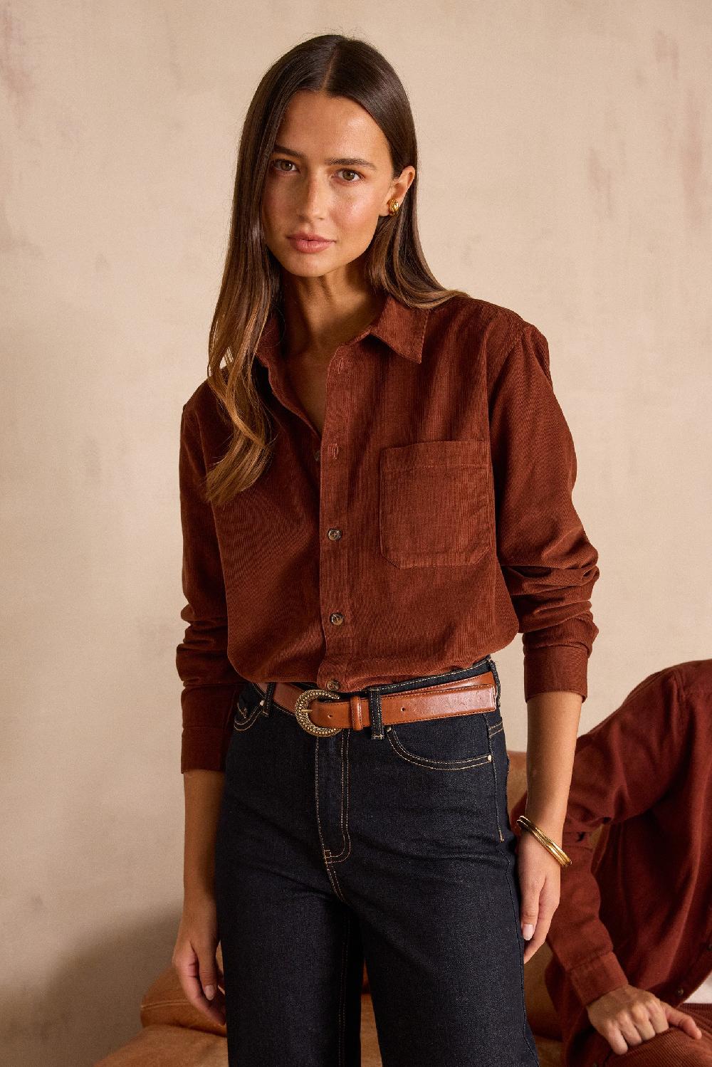 Maison 123 Unisex Corduroy Shirt In 100% Cotton INTREPIDE