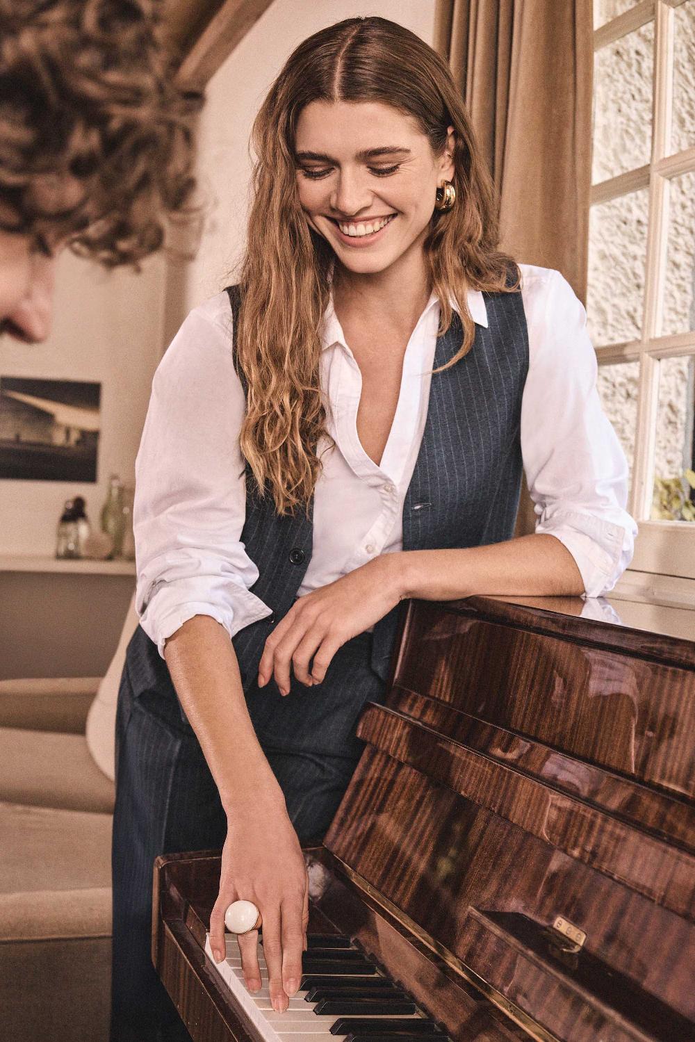 Maison 123 Unisex Striped Sleeveless Tailored Waistcoat AVENTUREUX