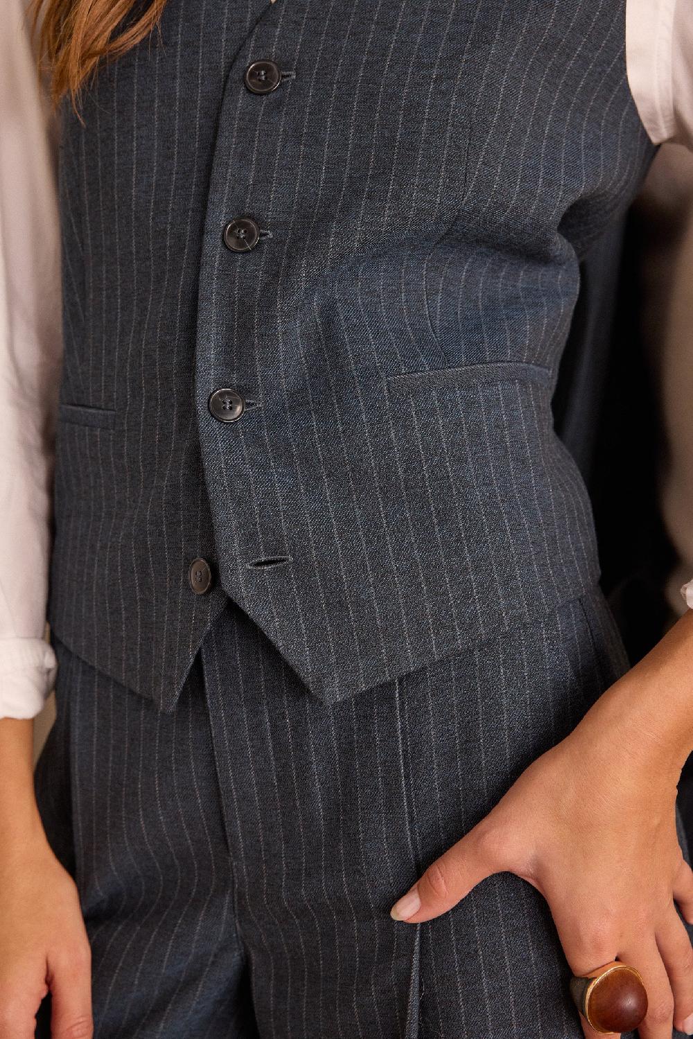 Maison 123 Unisex Striped Sleeveless Tailored Waistcoat AVENTUREUX