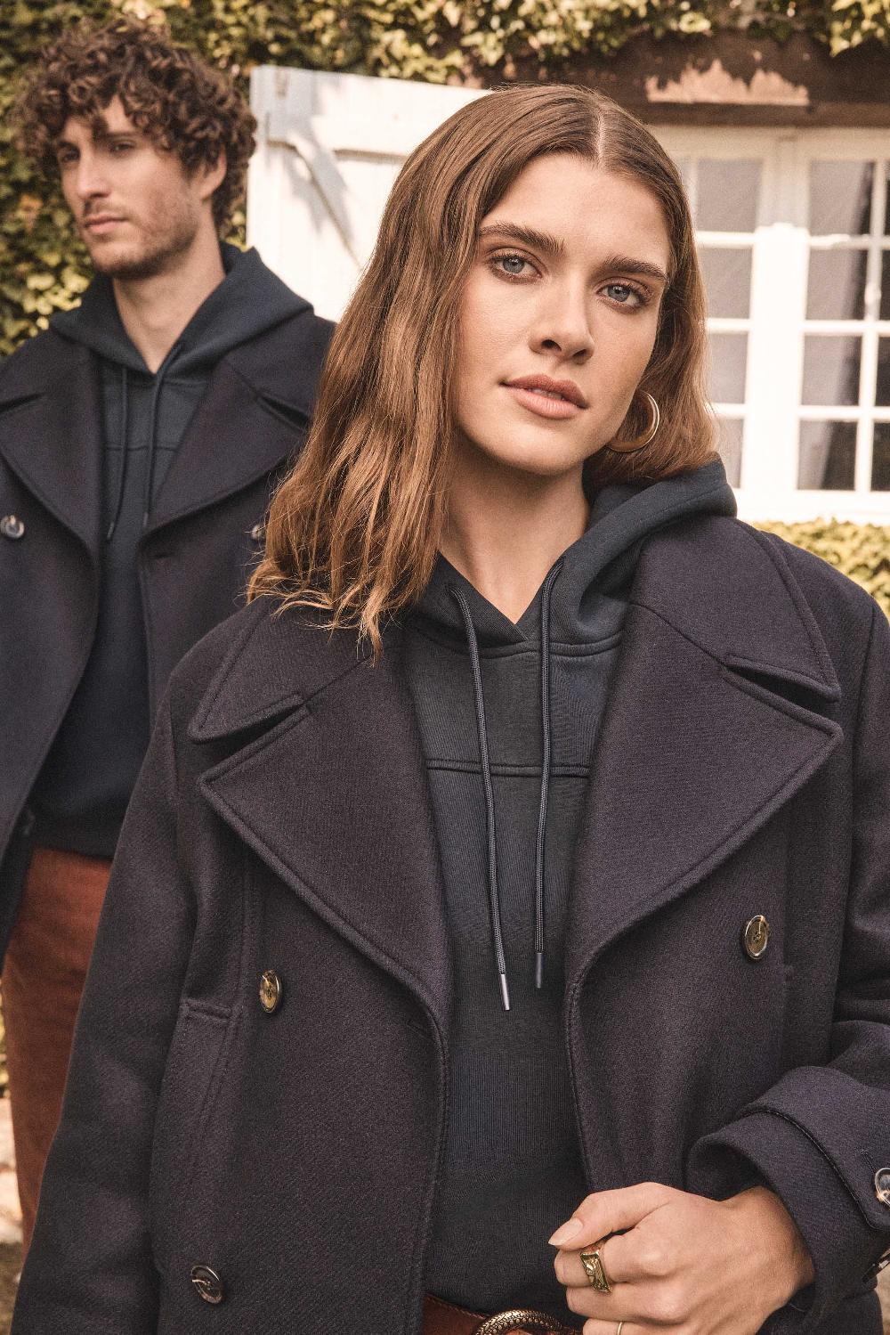 Maison 123 Unisex Wool And Cashmere Pea Coat ENCHANTEUR