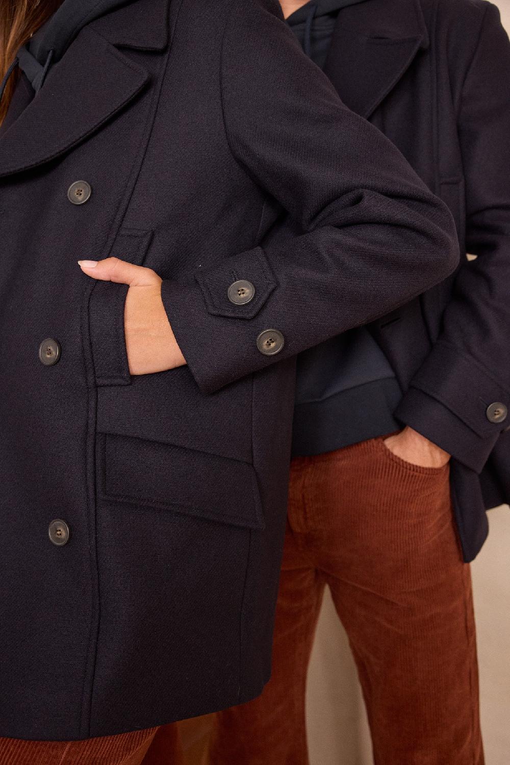 Maison 123 Unisex Wool And Cashmere Pea Coat ENCHANTEUR