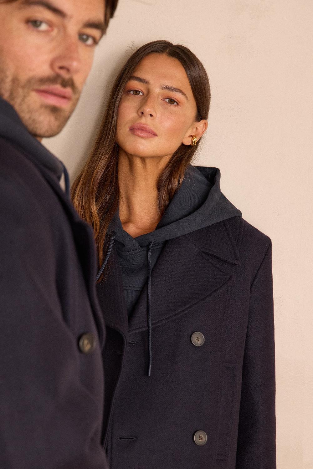 Maison 123 Unisex Wool And Cashmere Pea Coat ENCHANTEUR