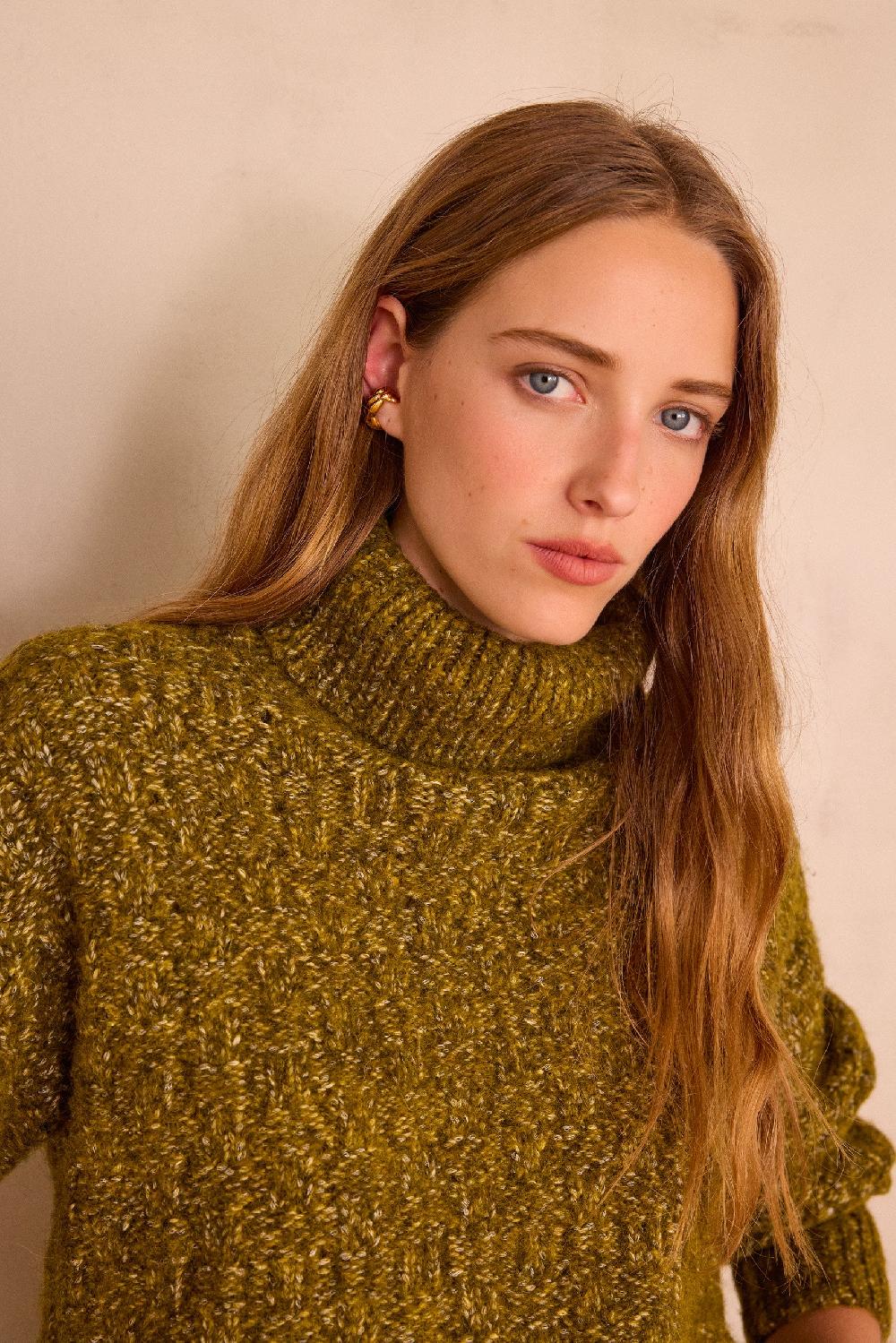 Maison 123 Wool And Cotton Turtleneck Jumper BRANDY