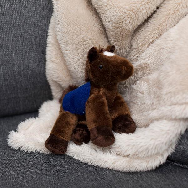 Mane 'n Tail Chestnut Horse With Mane 'n Tail Blue Saddle