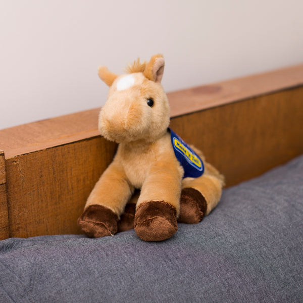 Mane 'n Tail Cremello Horse With Mane 'n Tail Blue Bandana