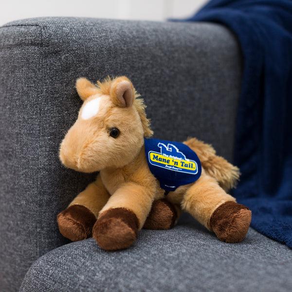 Mane 'n Tail Cremello Horse With Mane 'n Tail Blue Bandana