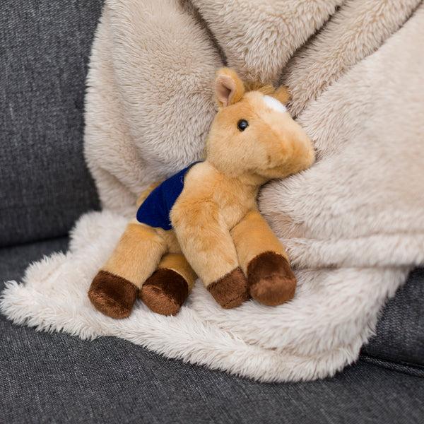 Mane 'n Tail Cremello Horse With Mane 'n Tail Blue Bandana