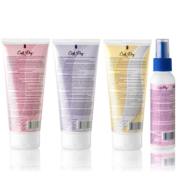 Mane 'n Tail Curls Day 4 Pc Set Daily Moisture Curl Defining Enhancing Smoothie & Refresher Spray