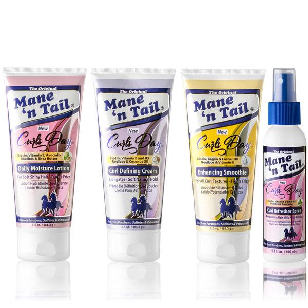 mane 'n tail Curls Day 4 Pc Set Daily Moisture Curl Defining Enhancing Smoothie & Refresher Spray