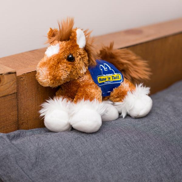 Mane 'n Tail Fluffy Copper Horse With Mane 'n Tail Blue Bandana