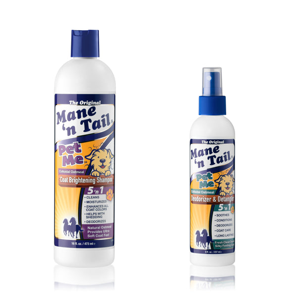 mane 'n tail Pet Me For Pets Colloidal Oatmeal Shampoo or Brightening with Deodorizer Spray 2 Pack