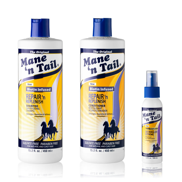 Mane 'n Tail Repair ’n Replenish Gentle Cleaning And Replenishing System With Extreme Detangler (3.4 Ounce)