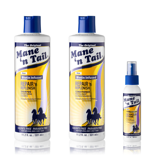 mane 'n tail Repair ’n Replenish Gentle Cleaning And Replenishing System with Extreme Detangler (3.4 Ounce)