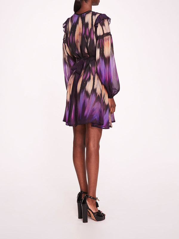 Marchesa Notte Abstract Viscose Mini Dress Purple Multi