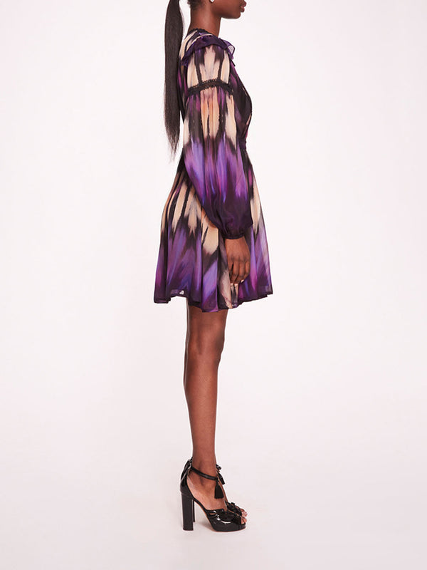 Marchesa Notte Abstract Viscose Mini Dress Purple Multi