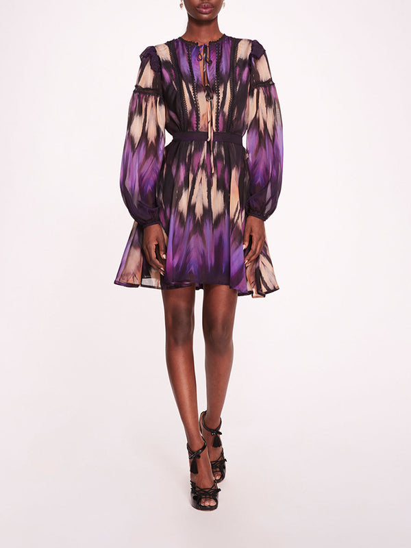 marchesa notte Abstract Viscose Mini Dress Purple Multi