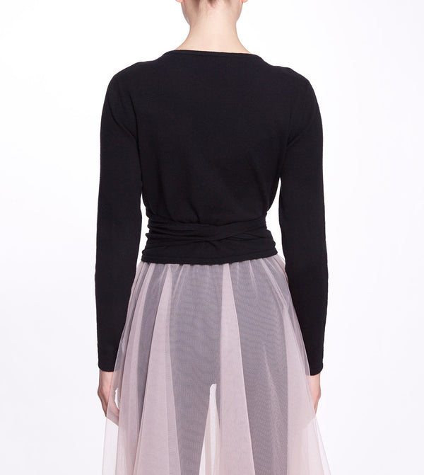 Marchesa Notte Anne Wrap Sweater Black