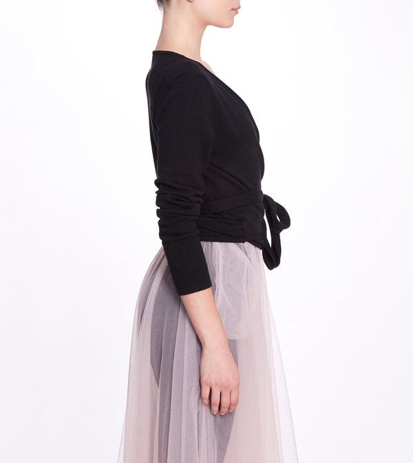 Marchesa Notte Anne Wrap Sweater Black