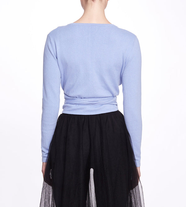Marchesa Notte Anne Wrap Sweater Zen Blue