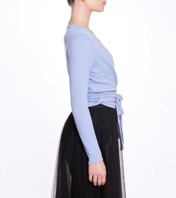 Marchesa Notte Anne Wrap Sweater Zen Blue