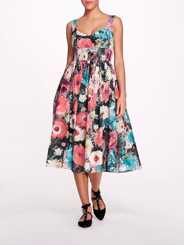 marchesa notte Betony Midi Black Multi