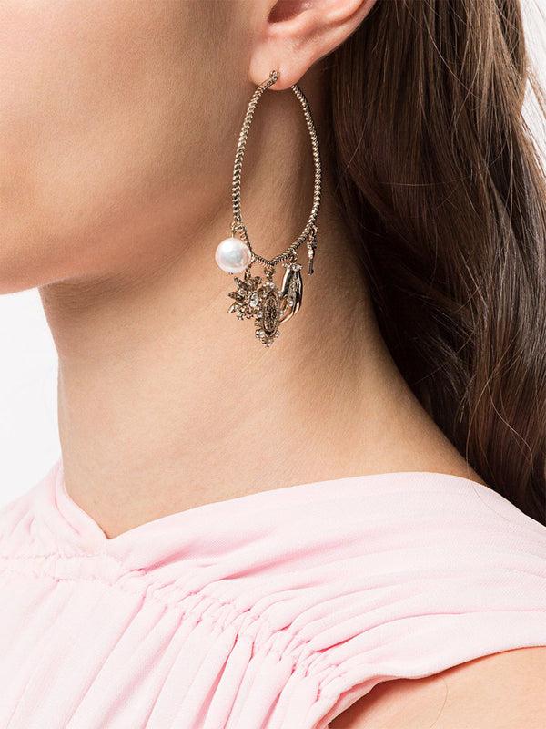 Marchesa Notte Charm Hoop Earrings Gold