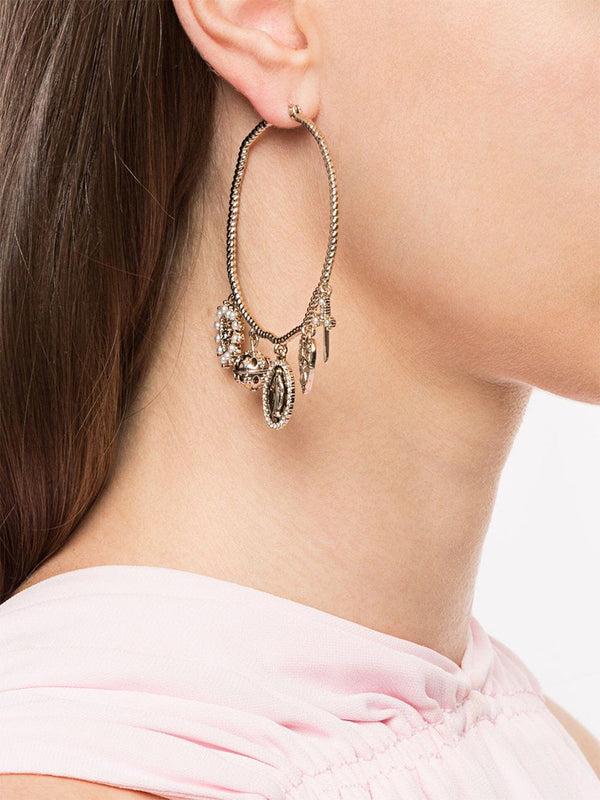 Marchesa Notte Charm Hoop Earrings Gold