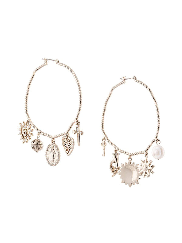 marchesa notte Charm Hoop Earrings Gold