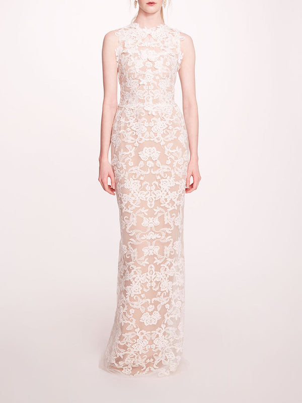 marchesa notte Corded Column Gown Ivory