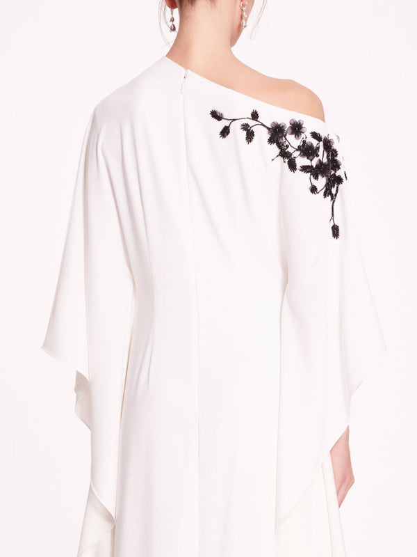 Marchesa Notte Embroidered Draped Kaftan White
