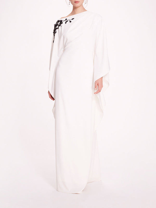 marchesa notte Embroidered Draped Kaftan White