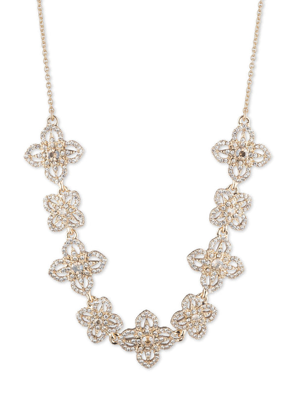 marchesa notte Gold Lace Floral Necklace Gold