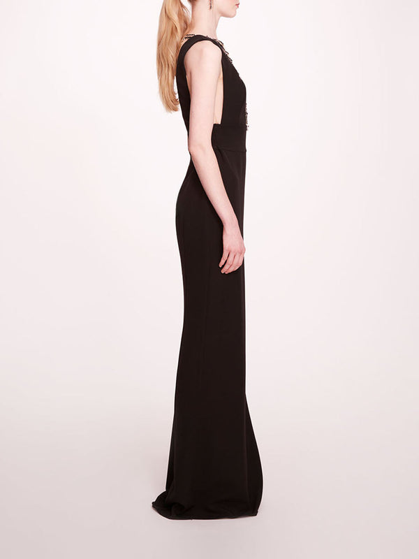 Marchesa Notte Jewel Embellished Column Gown Black