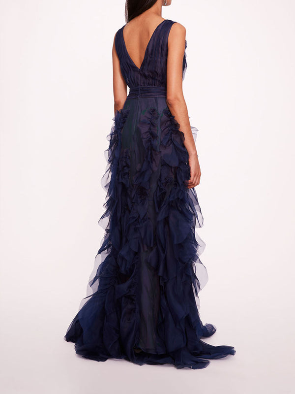 Marchesa Notte Matte Organza Gown Midnight