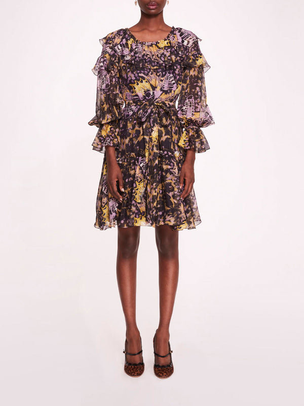 marchesa notte Monarch Mini Dress Purple Multi