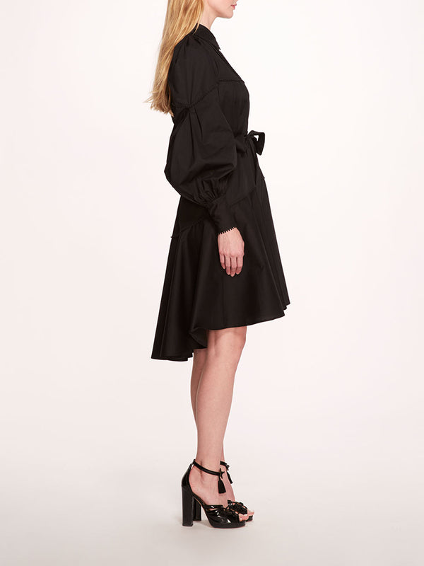 Marchesa Notte Poplin Mini Shirt Dress Black