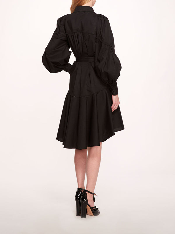 Marchesa Notte Poplin Mini Shirt Dress Black