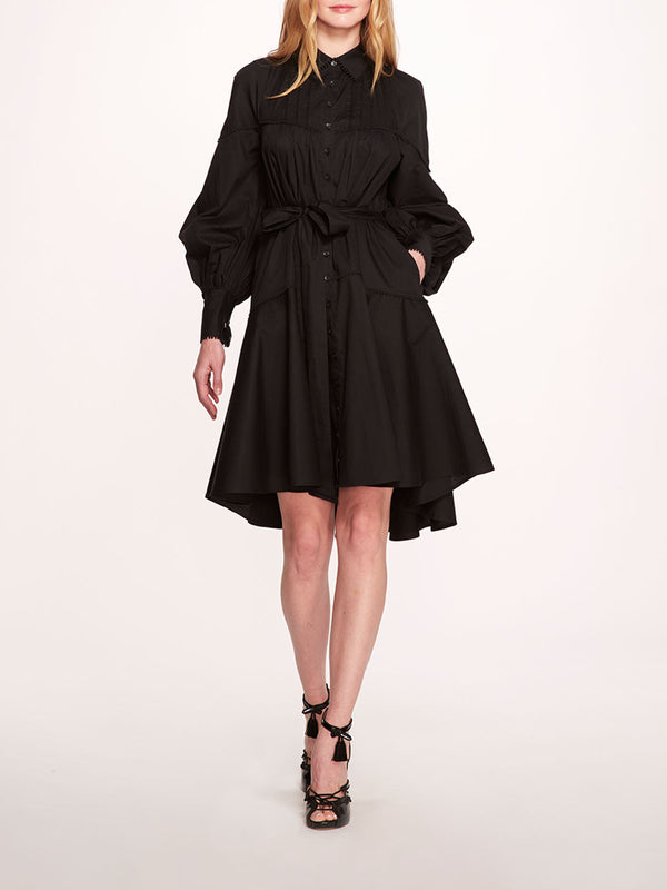 marchesa notte Poplin Mini Shirt Dress Black