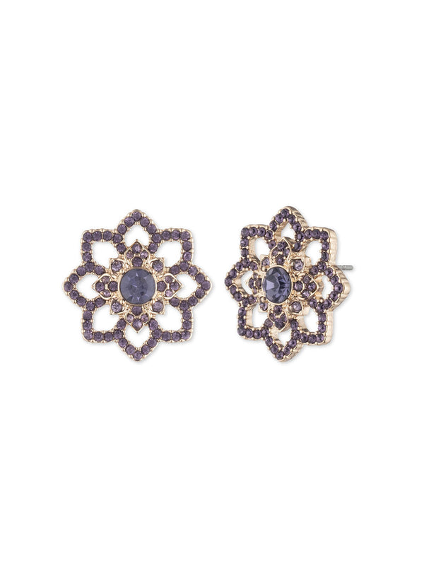 marchesa notte Tanzanite Lace Floral Button Tanzanite
