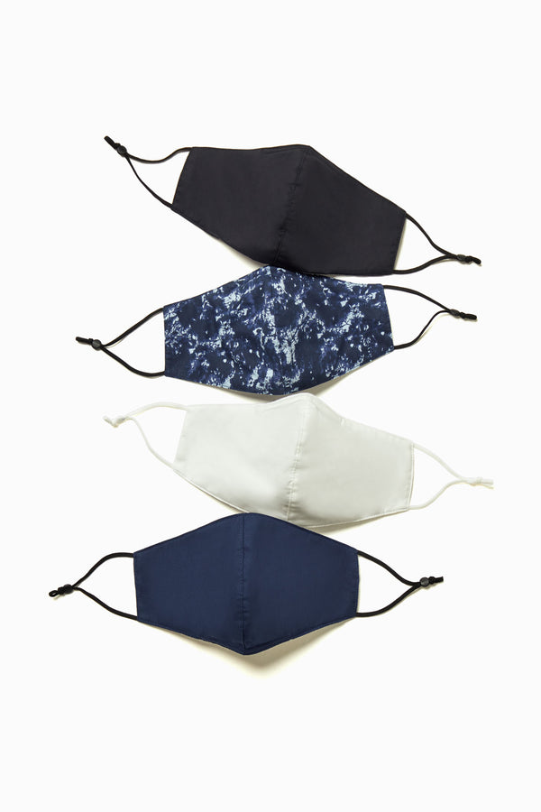 Marika Adjustable 3-Layer Cloth Face Masks (4 Pack) – BLACK / WHITE/ LEOPARD