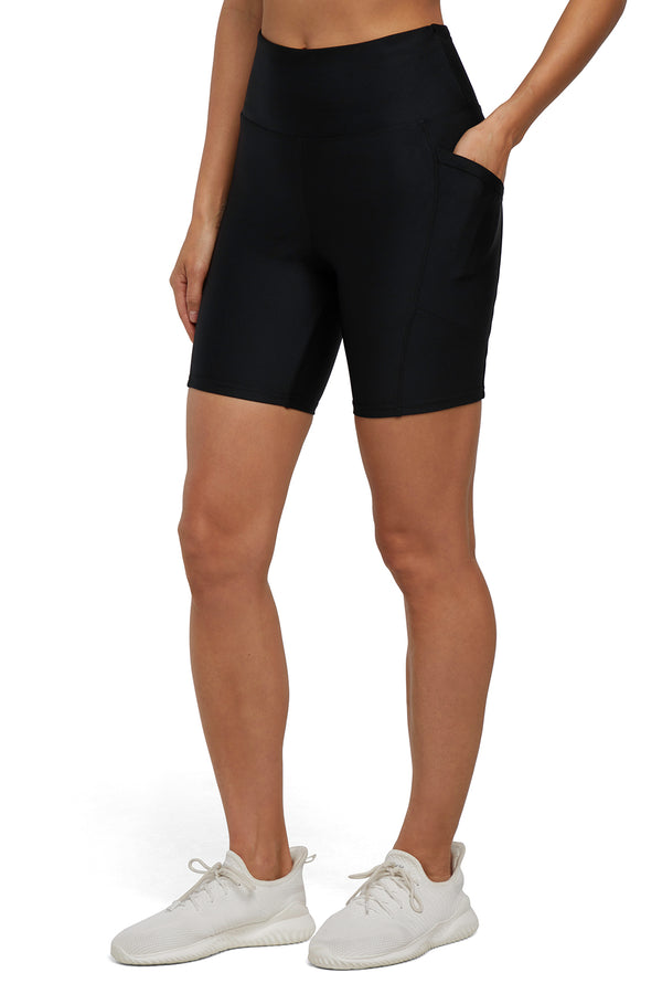 Marika Balance Collection 2 Pack Ariana High Rise Side Pocket Bermuda – BLACK / PEPPERCORN FLORAL DYED BLEND