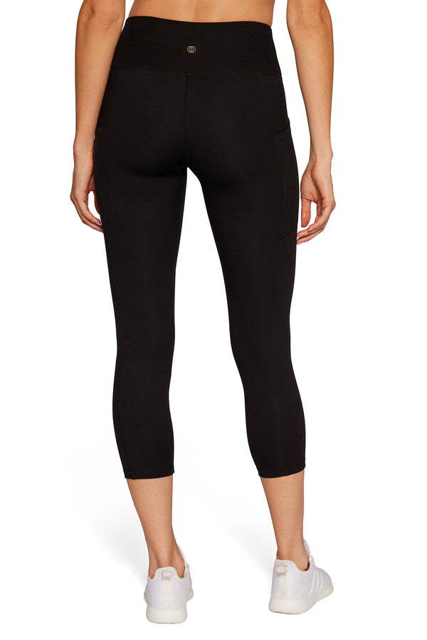 Marika Balance Collection Easy Eclipse Side Pocket Mid Calf Capri – BLACK