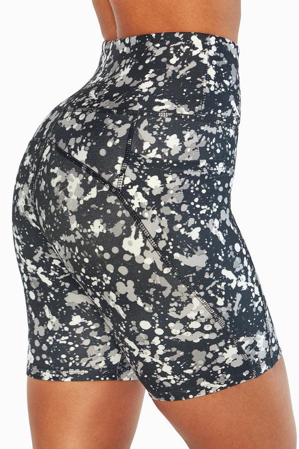 Marika Luna Side Pocket Short – BLACK SPLATTER MIX