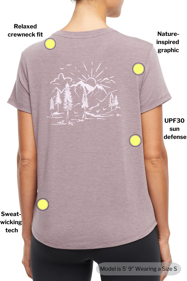 Marika Monica Tee - Heather Black Plum – HEATHER BLACK PLUM SMALL MOUNTAIN SUN